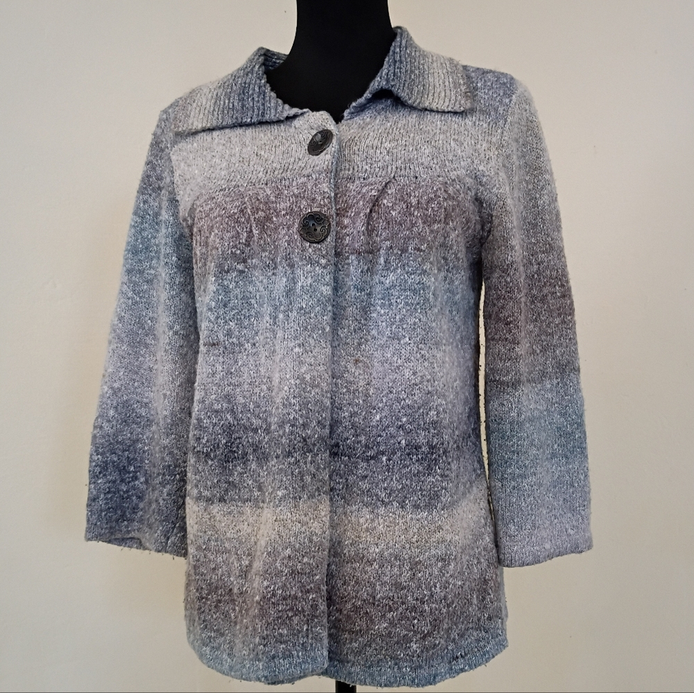 Christopher & Banks Blue and Gray Teddy Jacket
